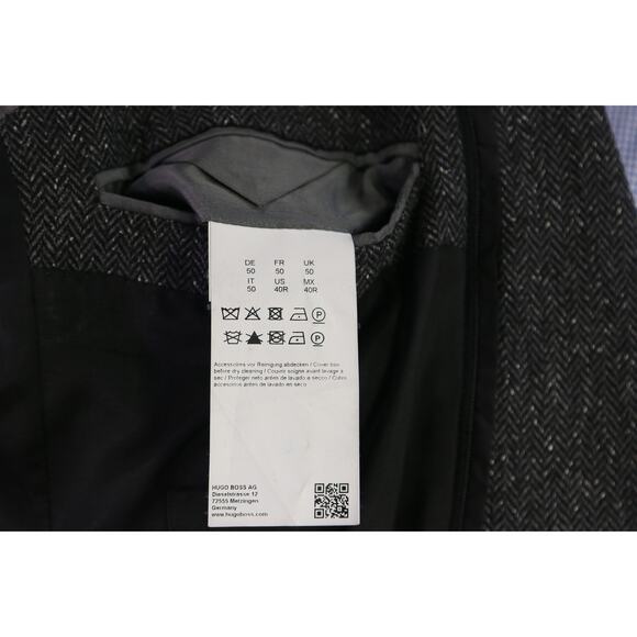 Hugo Boss Gray Herringbone Tweed Wool Silk 2-Btn Blazer Jacket Current Model 40R - Picture 10 of 11